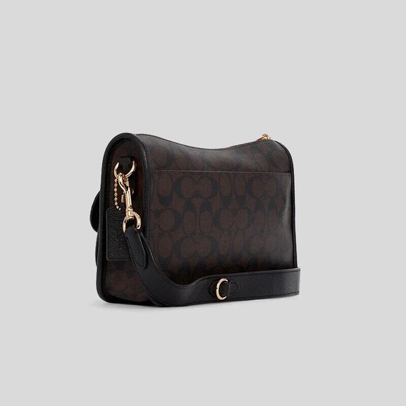 COACH Pennie Signature Canvas Women's Crossbody Bag with Coin Case - Brown/Black - Picture 4 of 15